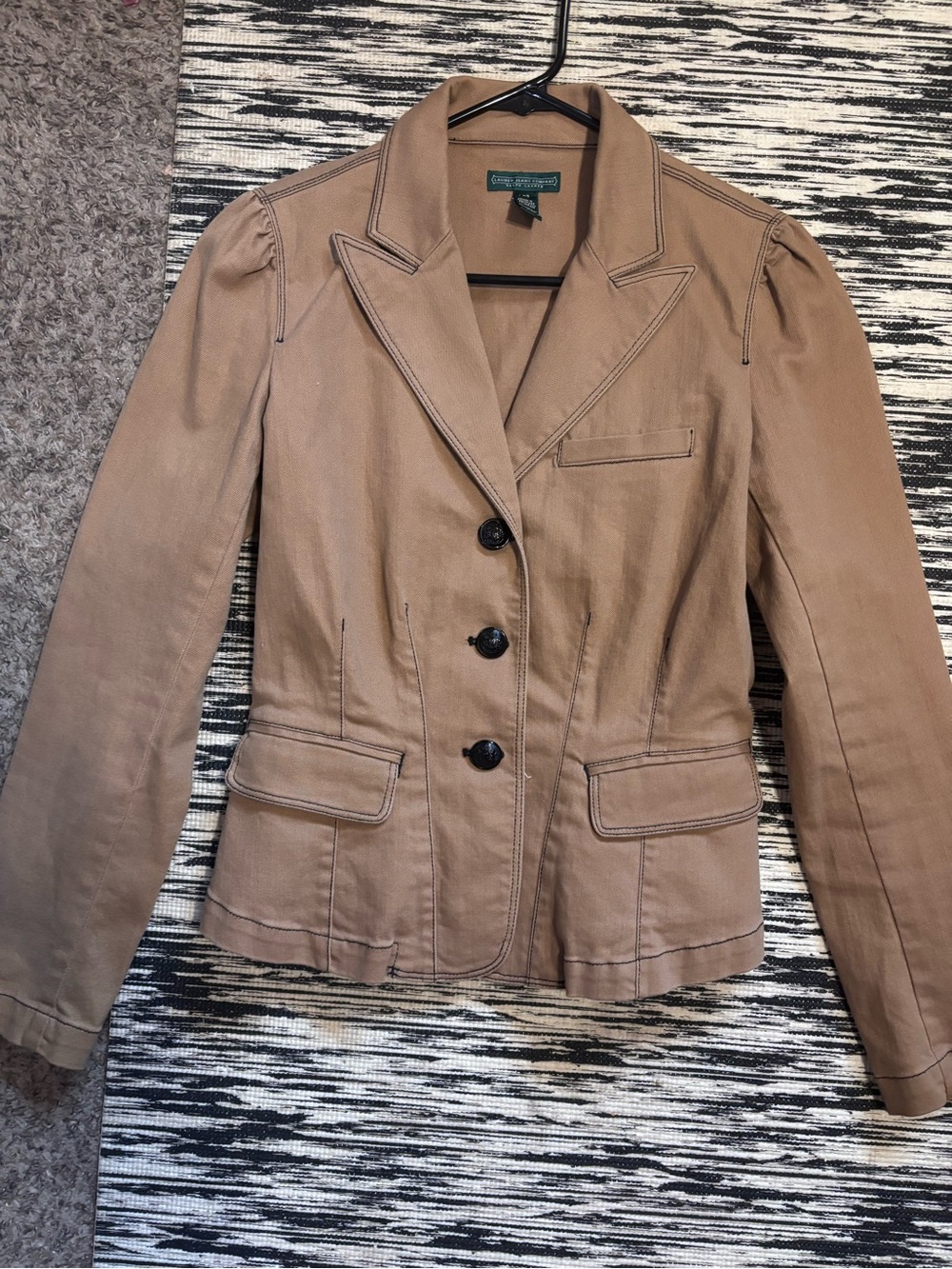 Ralph Lauren Tan Cotton Blazer with Notch Lapel